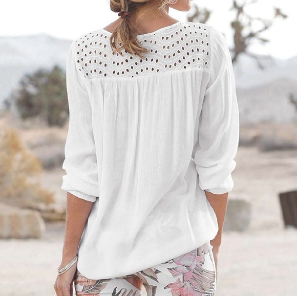 New Beautiful BOHO Lace Patchwork Tassel Top - Picture 4 of 8